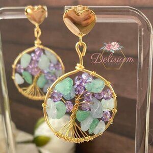 Natural Stone Earrings- Agate earrings- 14k gold-filled